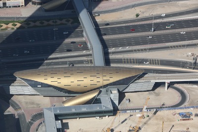 Aerial view of a Dubai metro station