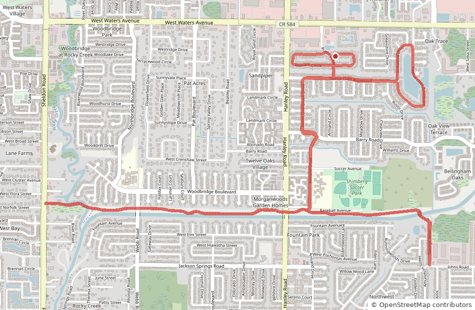 Map of the Town 'n' Country neighborhood ride