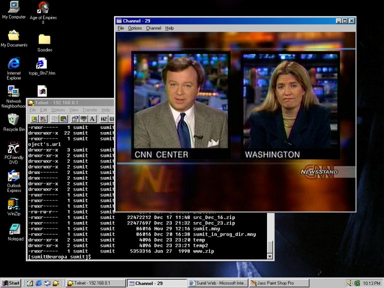 My desktop with TV Viewer running